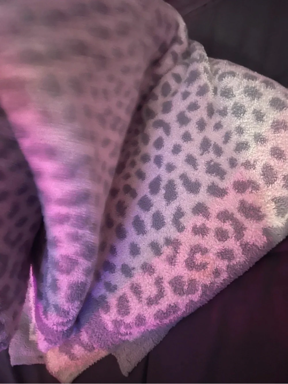 Juicy Couture Gray Leopard Print Plush Throw Blanket